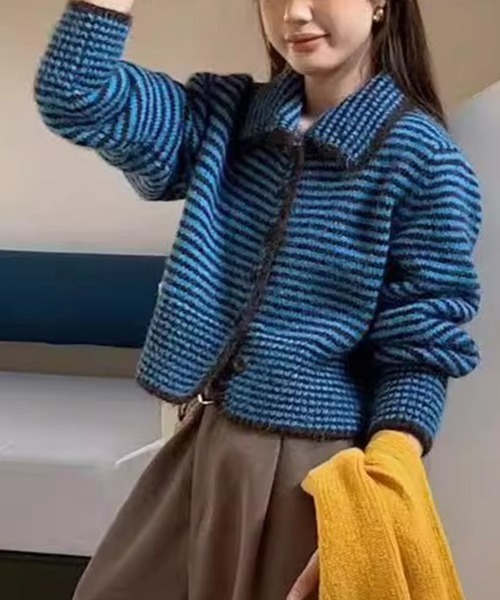 ONEP STAR（ワンピスター）の「配色ボーダーニットカーディガン（カーディガン/ボレロ・レディース・ピンク/イエロー/ブルー・FREE）」の14枚目の写真