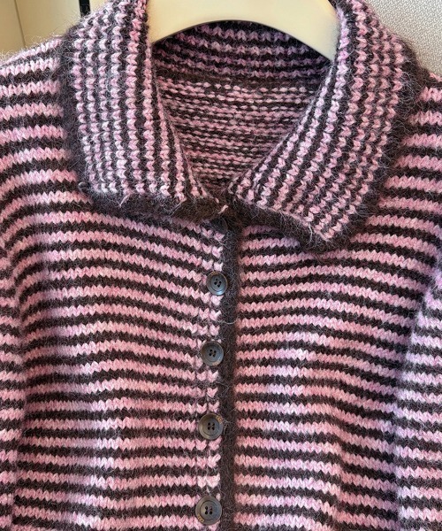 ONEP STAR（ワンピスター）の「配色ボーダーニットカーディガン（カーディガン/ボレロ・レディース・ピンク/イエロー/ブルー・FREE）」の6枚目の写真