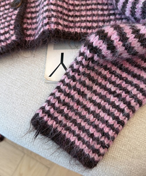 ONEP STAR（ワンピスター）の「配色ボーダーニットカーディガン（カーディガン/ボレロ・レディース・ピンク/イエロー/ブルー・FREE）」の8枚目の写真