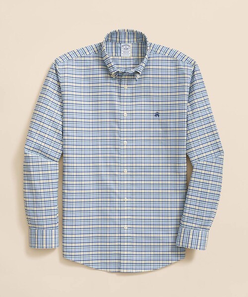 BROOKS BROTHERS(ブルックスブラザーズ)の「ストレッチオックスフォード GFロゴ シーズナルパターン カジュアルシャツ Regular Fit(シャツ/ブラウス・メンズ・ブルーグリーン/ブルー系その他3/ライトブルー/イエロー系その他・LARGE/MEDIUM/X-LARGE/SMALL/X-SMALL)」の4枚目の写真