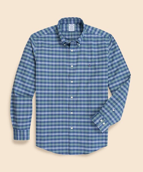 BROOKS BROTHERS(ブルックスブラザーズ)の「ストレッチオックスフォード GFロゴ シーズナルパターン カジュアルシャツ Regular Fit(シャツ/ブラウス・メンズ・ブルーグリーン/ブルー系その他3/ライトブルー/イエロー系その他・LARGE/MEDIUM/X-LARGE/SMALL/X-SMALL)」の2枚目の写真