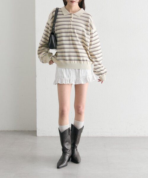 げ*ん様 ESTNATION マルチボーダーポロニット げ*ん様 ESTNATION マルチボーダーポロニット FREAK'S STORE/＜新色