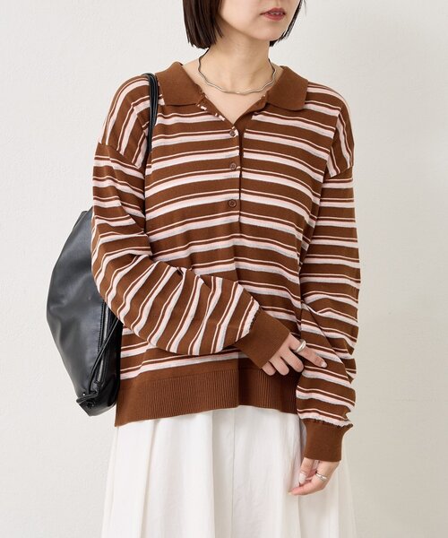 げ*ん様 ESTNATION マルチボーダーポロニット げ*ん様 ESTNATION マルチボーダーポロニット FREAK'S STORE/＜新色