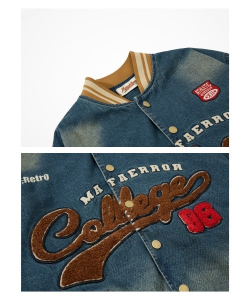 mushwear（マッシュウェア）の「ヴィンテージウォッシュ デニムスタジャン（スタジャン・メンズ・ブルー・LARGE/X-LARGE/MEDIUM）」の6枚目の写真