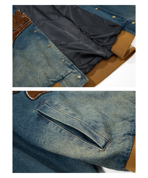 mushwear（マッシュウェア）の「ヴィンテージウォッシュ デニムスタジャン（スタジャン・メンズ・ブルー・LARGE/X-LARGE/MEDIUM）」の8枚目の写真