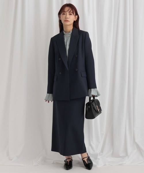 mysty woman（ミスティウーマン）の「【無地・チェック】ハイウエストナロースカート　636981（スカート・レディース・ベージュ系その他/ベージュ/ネイビー・MEDIUM/SMALL）」の21枚目の写真