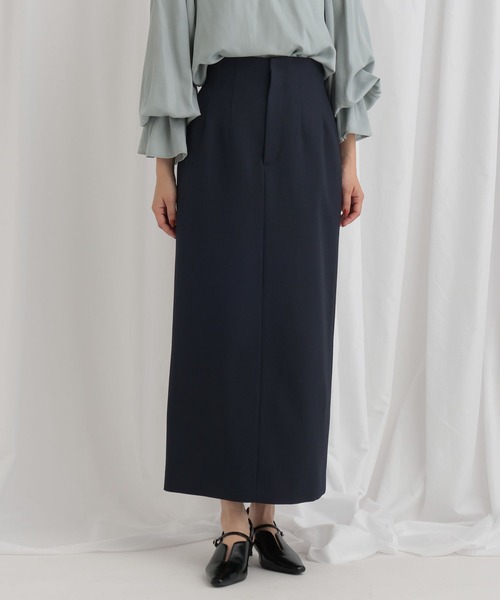 mysty woman（ミスティウーマン）の「【無地・チェック】ハイウエストナロースカート　636981（スカート・レディース・ベージュ系その他/ベージュ/ネイビー・MEDIUM/SMALL）」の16枚目の写真