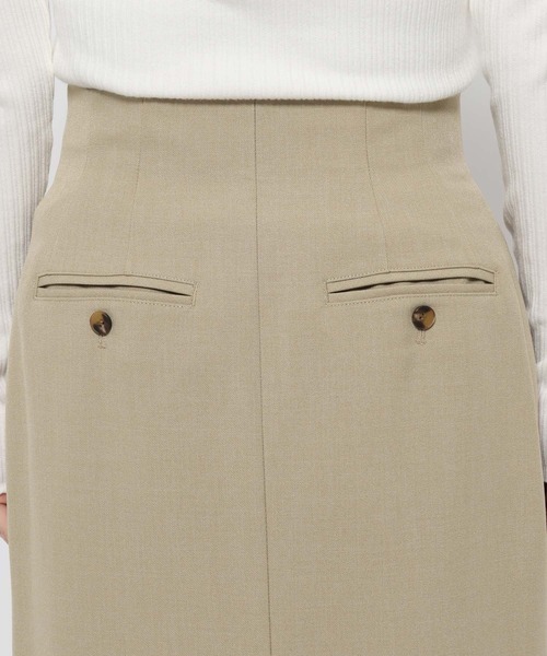 mysty woman（ミスティウーマン）の「【無地・チェック】ハイウエストナロースカート　636981（スカート・レディース・ベージュ系その他/ベージュ/ネイビー・MEDIUM/SMALL）」の11枚目の写真