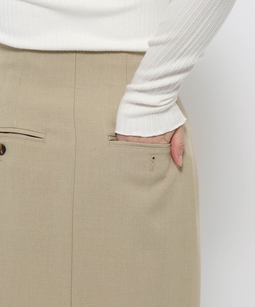mysty woman（ミスティウーマン）の「【無地・チェック】ハイウエストナロースカート　636981（スカート・レディース・ベージュ系その他/ベージュ/ネイビー・MEDIUM/SMALL）」の12枚目の写真