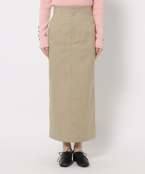 mysty woman（ミスティウーマン）の「【無地・チェック】ハイウエストナロースカート　636981（スカート・レディース・ベージュ系その他/ベージュ/ネイビー・MEDIUM/SMALL）」の7枚目の写真