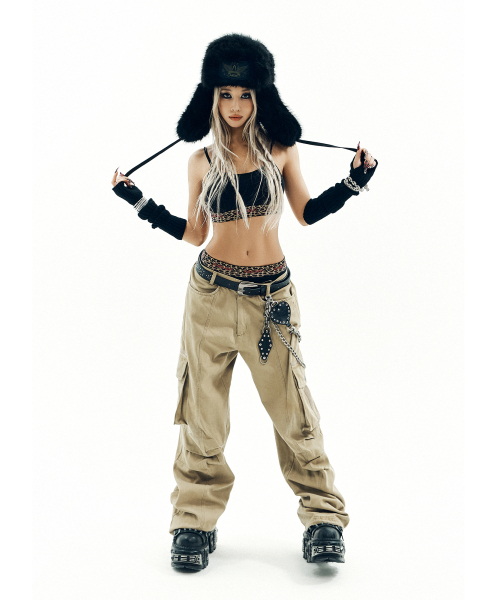 AAKAM Knee Pin-tuck Cargo Pants カーゴパンツ セール】Knee Pin-Tuck Taped Cargo Pants (Beige)（その他パンツ