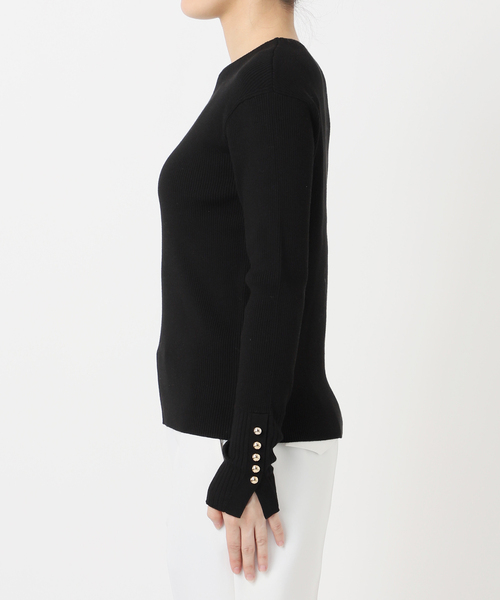 Noble（ノーブル）の「《WEB＆日本橋店限定・追加》ボタンディテールタイトリブニット（ニット/セーター・レディース・ホワイト系その他/ブラック/マルチ・FREE）」の12枚目の写真