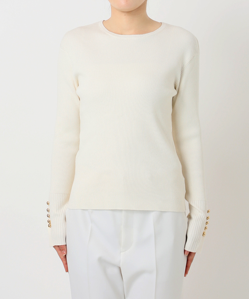 Noble（ノーブル）の「《WEB＆日本橋店限定・追加》ボタンディテールタイトリブニット（ニット/セーター・レディース・ホワイト系その他/ブラック/マルチ・FREE）」の8枚目の写真