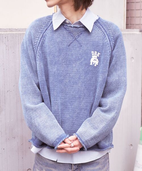 DAIRIKU（ダイリク）の「DAIRIKU / ダイリク EX "DRK-College" Washed Pullover（ニット/セーター・メンズ・ブラック/ネイビー・FREE）」の9枚目の写真