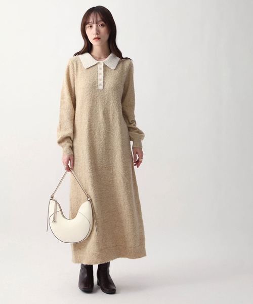 NOAHL(ノアル)の「【NOAHL】ブークレニット配色ワンピース(ワンピース・レディース・ブラウン/ベージュ/チャコール・L/M)」の5枚目の写真