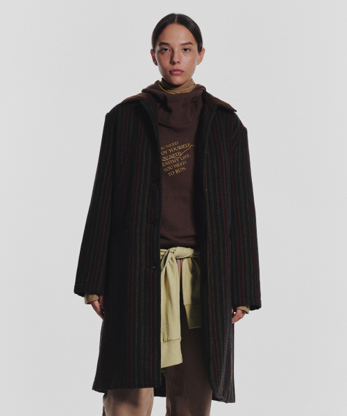 MENASOO(ミナス)の「Striped Classic Long Coat_Green(チェスターコート・レディース・グリーン・1/2)」の2枚目の写真