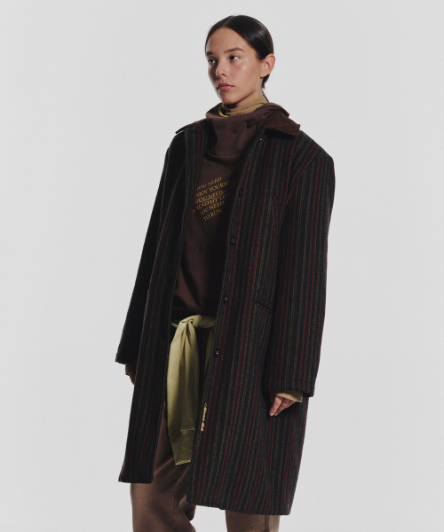 MENASOO(ミナス)の「Striped Classic Long Coat_Green(チェスターコート・レディース・グリーン・1/2)」の3枚目の写真