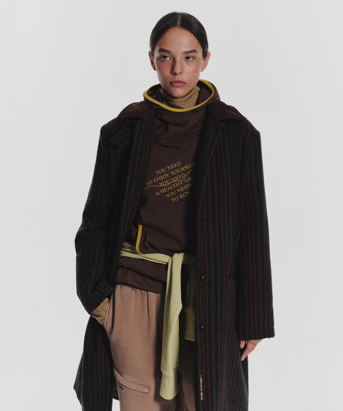 MENASOO(ミナス)の「Striped Classic Long Coat_Green(チェスターコート・レディース・グリーン・1/2)」の5枚目の写真