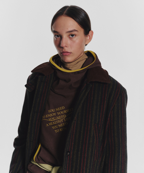 MENASOO(ミナス)の「Striped Classic Long Coat_Green(チェスターコート・レディース・グリーン・1/2)」の6枚目の写真