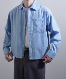 Nilway（ニルウェイ）の「ボックスシルエット長袖チェック&ストライプコンパクトシャツ（シャツ/ブラウス）」