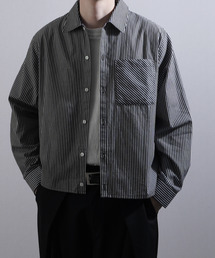 Nilway（ニルウェイ）の「ボックスシルエット長袖チェック&ストライプコンパクトシャツ（シャツ/ブラウス）」