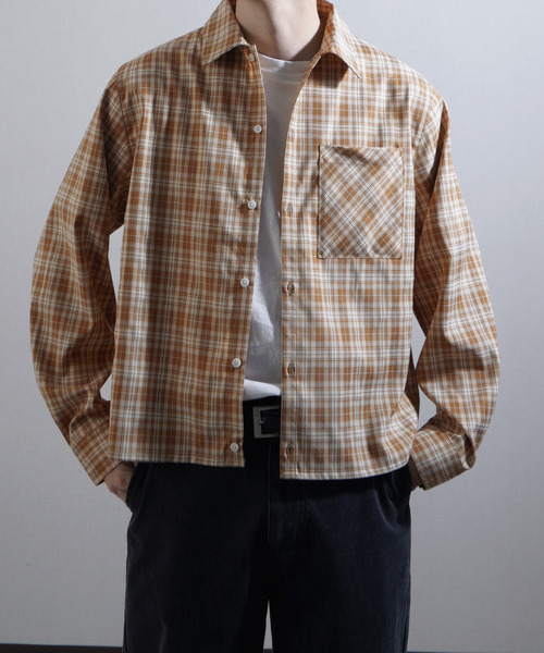 NILWAY（ニルウェイ）の「ボックスシルエット長袖チェック＆ストライプコンパクトシャツ（シャツ/ブラウス・メンズ・イエロー系その他/ネイビー系/ブラック系その他/ブラック×ホワイト/ブルー系・MEDIUM/LARGE）」の5枚目の写真