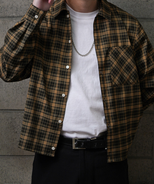 NILWAY（ニルウェイ）の「ボックスシルエット長袖チェック＆ストライプコンパクトシャツ（シャツ/ブラウス・メンズ・イエロー系その他/ネイビー系/ブラック系その他/ブラック×ホワイト/ブルー系・MEDIUM/LARGE）」の13枚目の写真