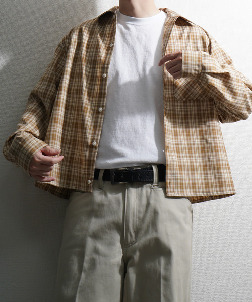 NILWAY（ニルウェイ）の「ボックスシルエット長袖チェック＆ストライプコンパクトシャツ（シャツ/ブラウス・メンズ・イエロー系その他/ネイビー系/ブラック系その他/ブラック×ホワイト/ブルー系・MEDIUM/LARGE）」の18枚目の写真