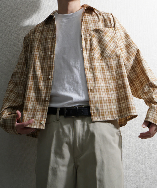 NILWAY（ニルウェイ）の「ボックスシルエット長袖チェック＆ストライプコンパクトシャツ（シャツ/ブラウス・メンズ・イエロー系その他/ネイビー系/ブラック系その他/ブラック×ホワイト/ブルー系・MEDIUM/LARGE）」の19枚目の写真