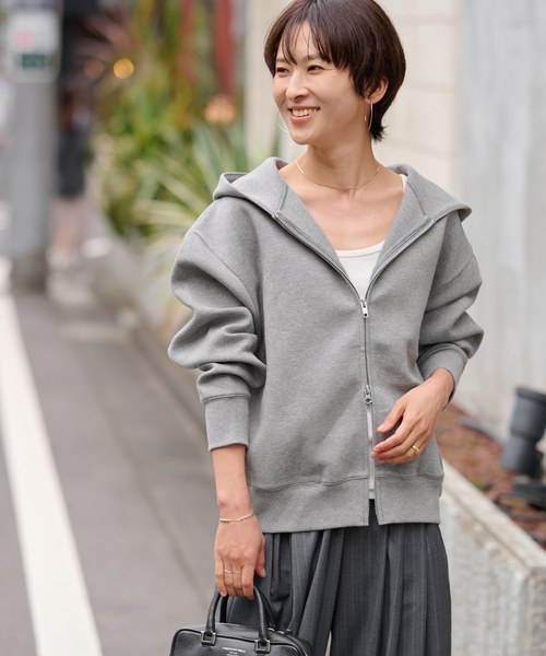 JOURNAL STANDARD relume（ジャーナルスタンダード　レリューム）の「《追加》フーディーコンパクトブルゾン（パーカー・レディース・チャコールグレー/アイボリー/ブラウン・FREE）」の13枚目の写真