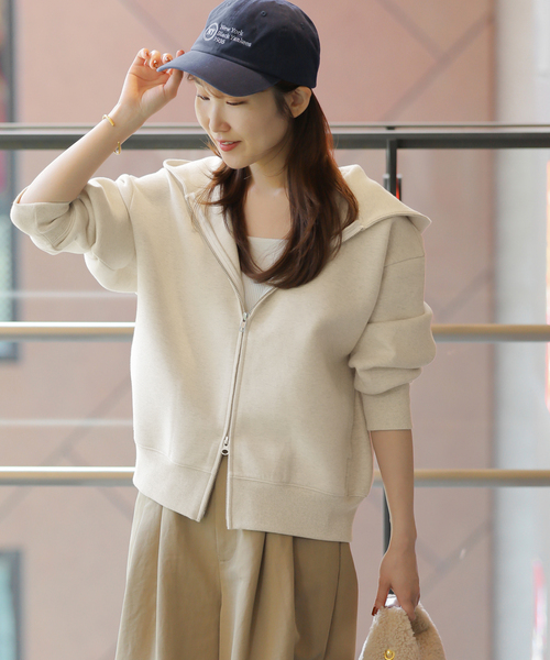 JOURNAL STANDARD relume（ジャーナルスタンダード　レリューム）の「《追加》フーディーコンパクトブルゾン（パーカー・レディース・チャコールグレー/アイボリー/ブラウン・FREE）」の22枚目の写真