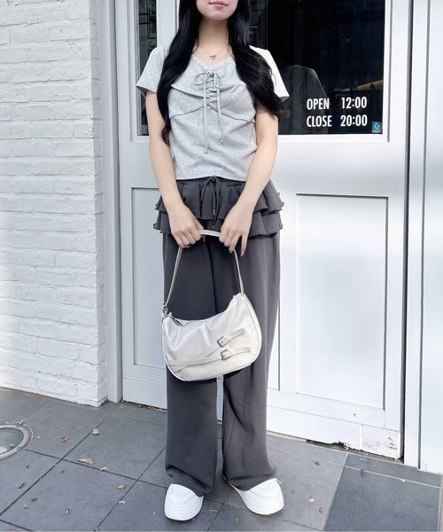 INGNI(イング)の「フリルスウェットパンツ(スウェットパンツ・レディース・チャコールグレー/グレー・FREE)」の3枚目の写真