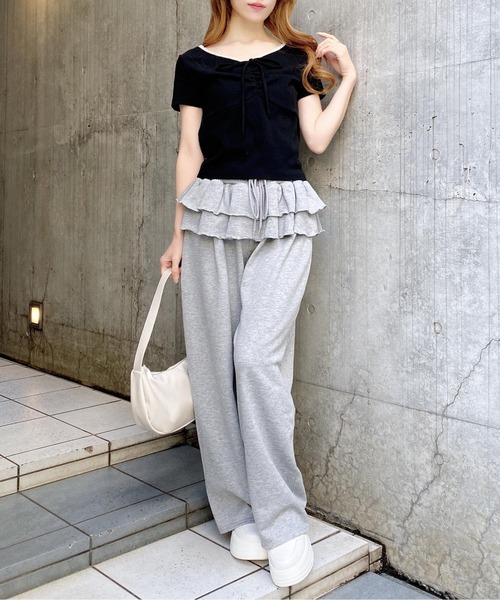 INGNI(イング)の「フリルスウェットパンツ(スウェットパンツ・レディース・チャコールグレー/グレー・FREE)」の14枚目の写真