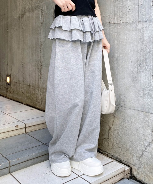 INGNI(イング)の「フリルスウェットパンツ(スウェットパンツ・レディース・チャコールグレー/グレー・FREE)」の6枚目の写真