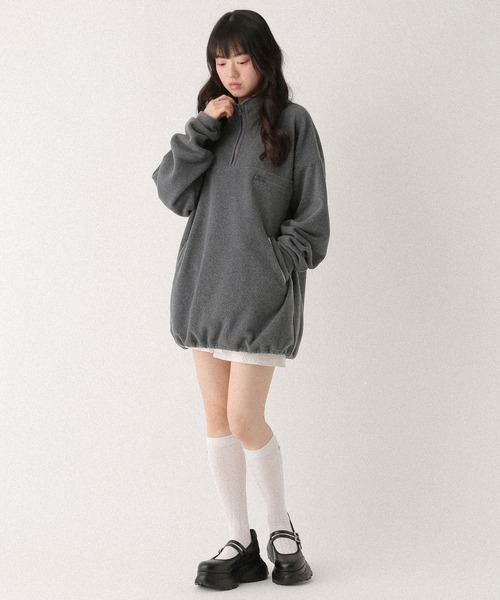 Heather(ヘザー)の「ハーフZIPフリースミニワンピース 636610(ワンピース・レディース・ネイビー/チャコールグレー・FREE)」の15枚目の写真