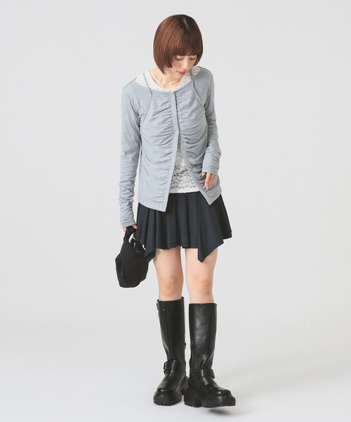 Ray BEAMS（レイビームス）の「キャミソール レイヤード ギャザー Tシャツ（Tシャツ/カットソー・レディース・クリーム/シルバー・ONE SIZE）」の3枚目の写真