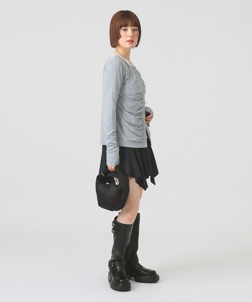 Ray BEAMS（レイビームス）の「キャミソール レイヤード ギャザー Tシャツ（Tシャツ/カットソー・レディース・クリーム/シルバー・ONE SIZE）」の4枚目の写真