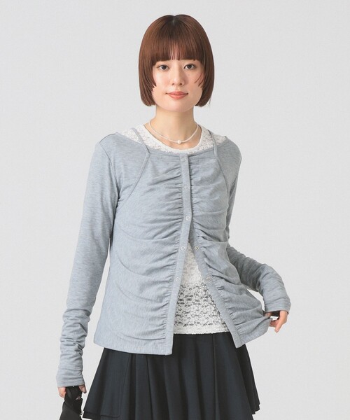 Ray BEAMS（レイビームス）の「キャミソール レイヤード ギャザー Tシャツ（Tシャツ/カットソー・レディース・クリーム/シルバー・ONE SIZE）」の6枚目の写真