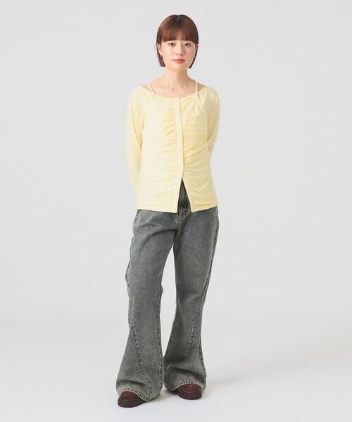 Ray BEAMS（レイビームス）の「キャミソール レイヤード ギャザー Tシャツ（Tシャツ/カットソー・レディース・クリーム/シルバー・ONE SIZE）」の7枚目の写真