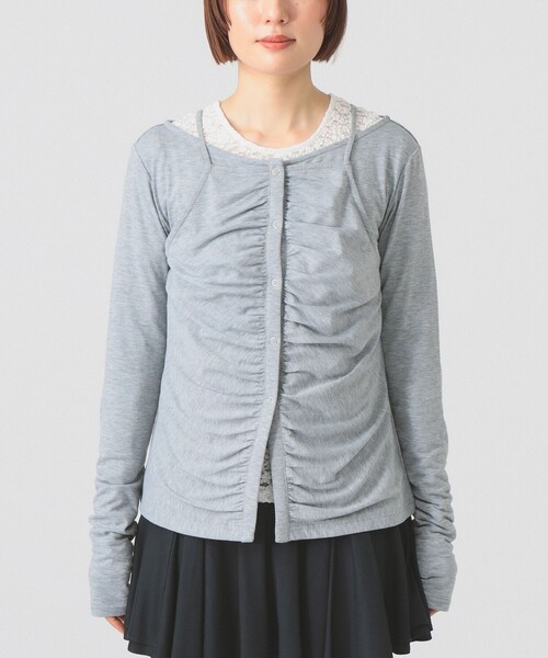 Ray BEAMS（レイビームス）の「キャミソール レイヤード ギャザー Tシャツ（Tシャツ/カットソー・レディース・クリーム/シルバー・ONE SIZE）」の11枚目の写真