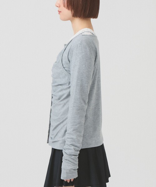 Ray BEAMS（レイビームス）の「キャミソール レイヤード ギャザー Tシャツ（Tシャツ/カットソー・レディース・クリーム/シルバー・ONE SIZE）」の12枚目の写真