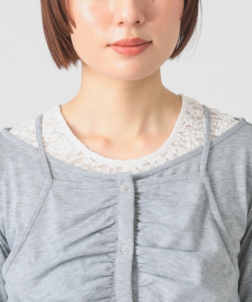 Ray BEAMS（レイビームス）の「キャミソール レイヤード ギャザー Tシャツ（Tシャツ/カットソー・レディース・クリーム/シルバー・ONE SIZE）」の14枚目の写真