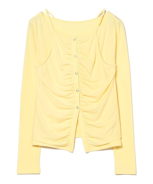 Ray BEAMS(レイビームス)の「キャミソール レイヤード ギャザー Tシャツ(Tシャツ/カットソー・レディース・クリーム/シルバー・ONE SIZE)」の3枚目の写真