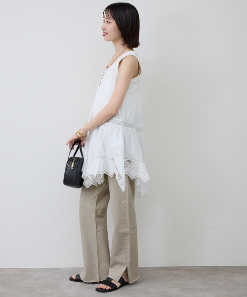 SLOBE IENA(スローブイエナ)の「リバーレースキャミワンピース(シャツ/ブラウス・レディース・ブラック/ホワイト・FREE)」の10枚目の写真