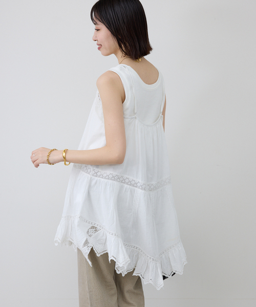 SLOBE IENA(スローブイエナ)の「リバーレースキャミワンピース(シャツ/ブラウス・レディース・ブラック/ホワイト・FREE)」の14枚目の写真