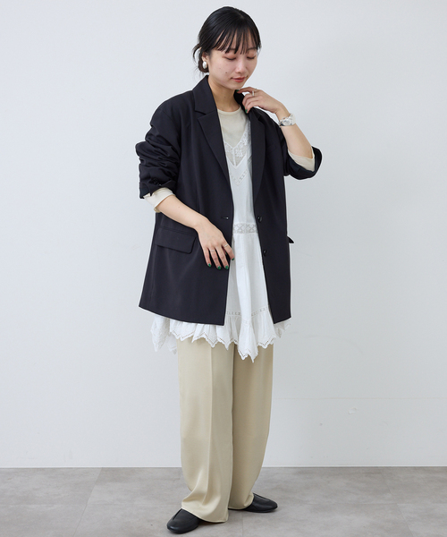 SLOBE IENA(スローブイエナ)の「リバーレースキャミワンピース(シャツ/ブラウス・レディース・ブラック/ホワイト・FREE)」の21枚目の写真