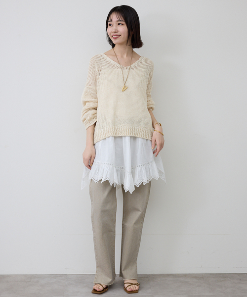 SLOBE IENA(スローブイエナ)の「リバーレースキャミワンピース(シャツ/ブラウス・レディース・ブラック/ホワイト・FREE)」の13枚目の写真