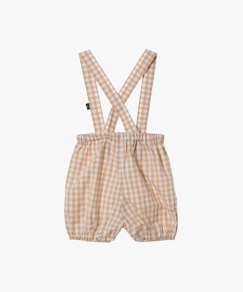 agnes b.（アニエスベー）の「ベビー ギンガムチェック コットン ショート ブルマ ”Bretelles”（その他パンツ・キッズ・ブラウン系その他・1YEAR/18M）」の4枚目の写真