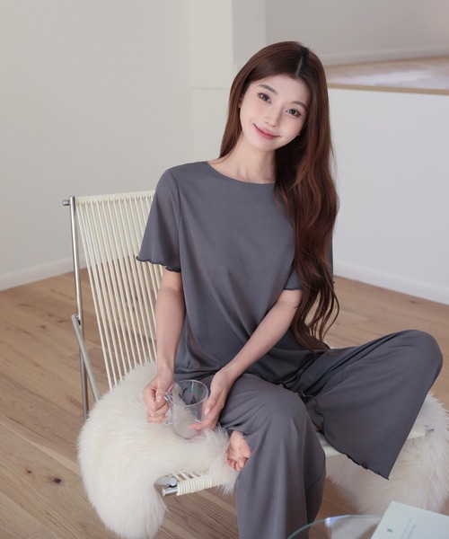 gelato pique】【LADIES】総柄ロングTシャツ（ルームウェア/パジャマ