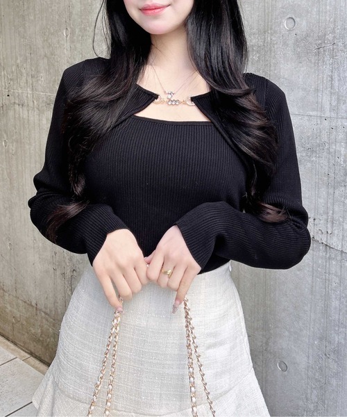 INGNI（イング）の「ビット付デコルテオープンリブニット（ニット/セーター・レディース・オフホワイト/ピンク/サックスブルー/ブラック・M）」の14枚目の写真